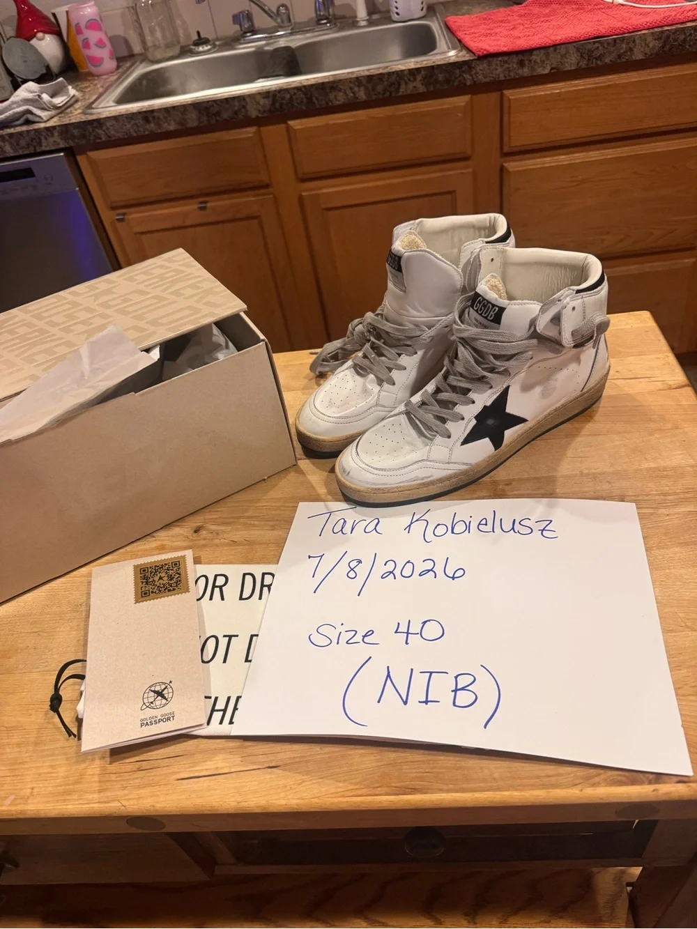 Golden Goose White High-Top Sneakers with Black Star